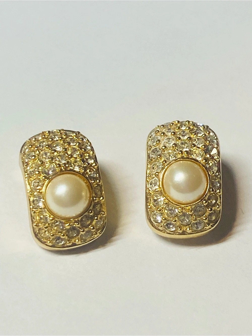 Vintage Christian Dior  faux pearl and crystal  Clip-On Earrings